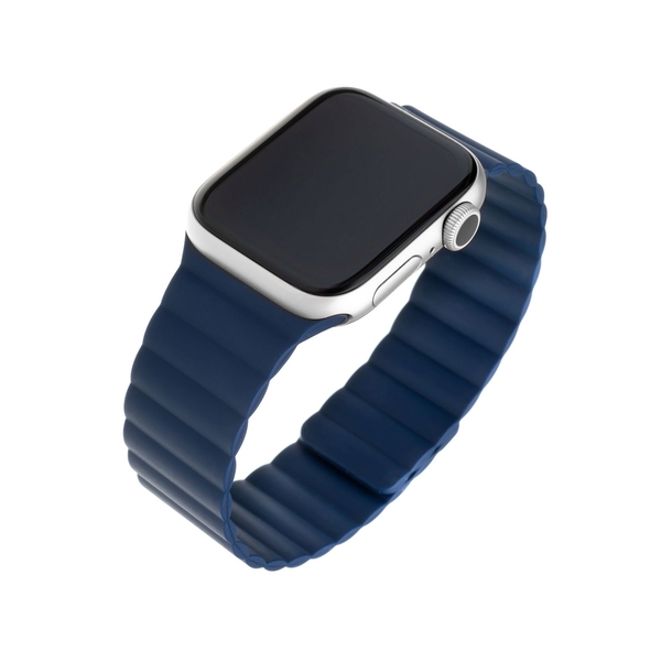 Silikonový řemínek FIXED Magnetic Strap s magnetickým zapínáním pro Apple Watch 42/44/45mm, modrý