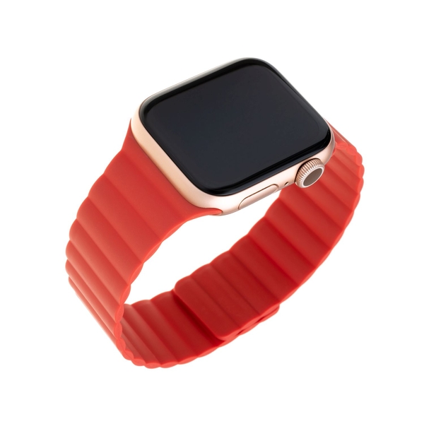 Silikonový řemínek FIXED Magnetic Strap s magnetickým zapínáním pro Apple Watch 42/44/45mm, červený