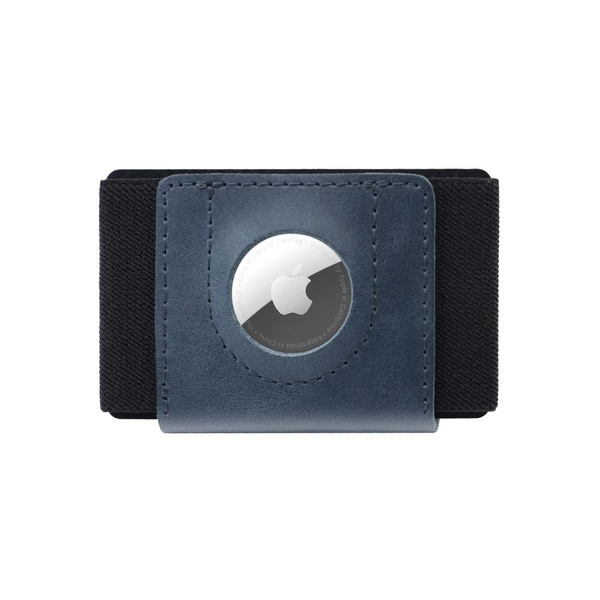 Kožená peněženka FIXED Tiny Wallet for AirTag z pravé hovězí kůže, modrá