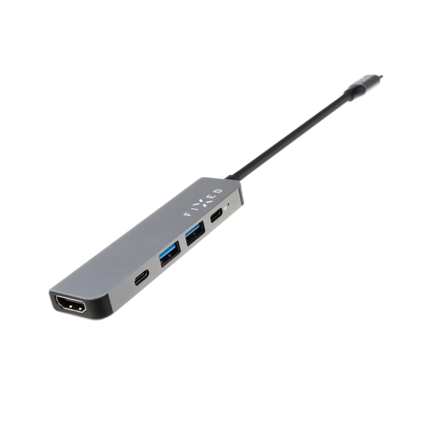 5-portový hliníkový USB-C FIXED HUB Mini pro notebooky a tablety, šedý