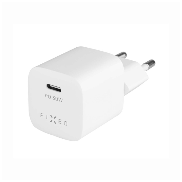 Síťová nabíječka FIXED Mini s USB-C výstupem a podporou PD, 30W, bílá
