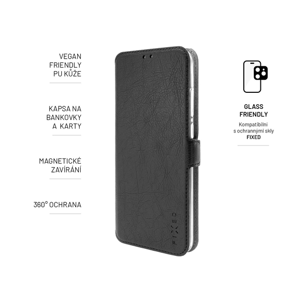 Tenké pouzdro typu kniha FIXED Topic pro Xiaomi Redmi 10C, černé