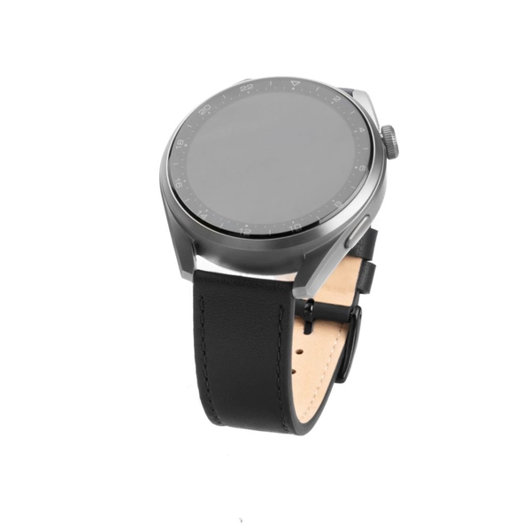 Kožený řemínek FIXED Leather Strap s šířkou 20mm pro smartwatch, černý