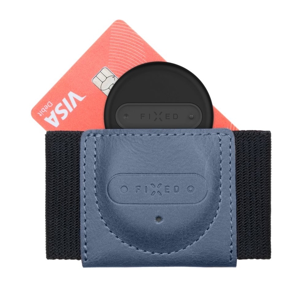 Kožená peněženka FIXED Sense Tiny Wallet se smart trackerem FIXED Sense, modrá
