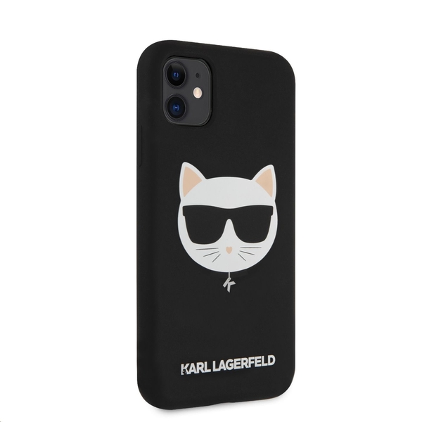 Karl Lagerfeld Choupette Head Silikonový Kryt pro iPhone 11 Black