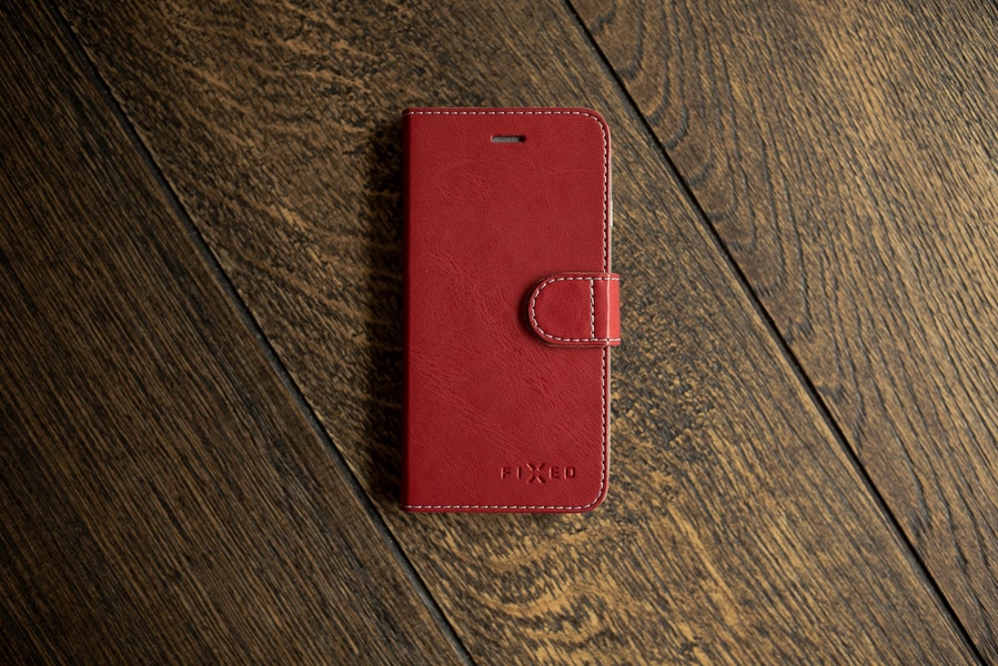 Pouzdro typu kniha FIXED FIT pro Apple iPhone XS, červené