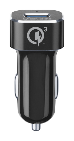 Set USB autonabíječky a odolného USB-C kabelu Cellularline Tetra Force 18W, Qualcomm® Quick Charge 3.0, černá