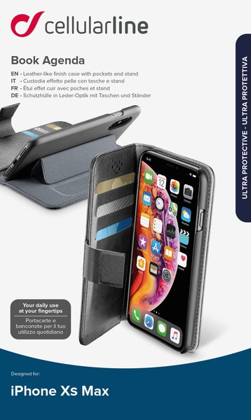Pouzdro typu kniha CellularLine Book Agenda pro Apple iPhone XS Max, černé