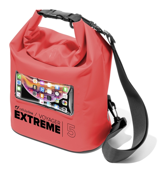 Vodotěsný vak s kapsou na mobilní telefon Cellularline Voyager Extreme, červený