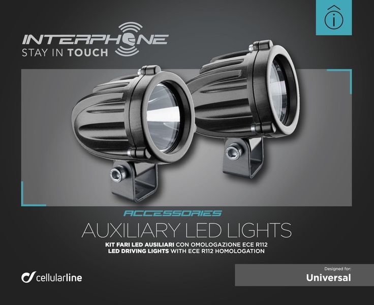 Sada přídavného LED osvětlení Interphone pro motocykly, 2 x 10W, černé