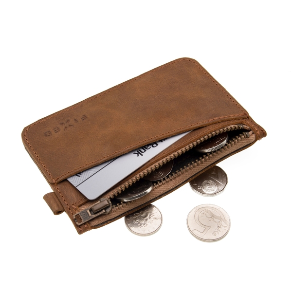 Kožená peněženka FIXED Smile Coins se smart trackerem FIXED Smile Motion, hnědá