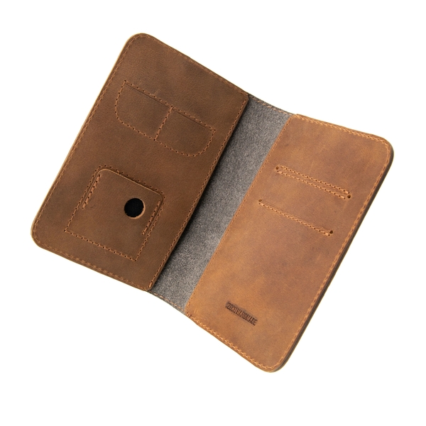 Kožená peněženka FIXED Smile Wallet XL se smart trackerem FIXED Smile Motion, hnědá