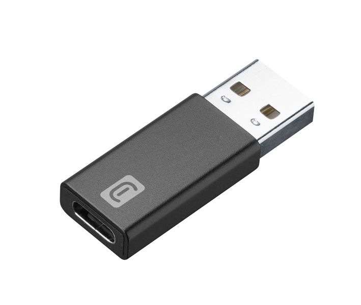Adaptér Cellulalrine z USB na USB-C pro nabíjení i datový přenos, černý